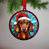 Dachshund Red in Santa Hat Suncatcher Decoration